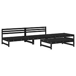 vidaXL Salon de jardin 4 pcs noir bois massif de pin