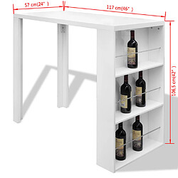 vidaXL Table de bar MDF avec casier à bouteilles Blanc haut brillance pas cher