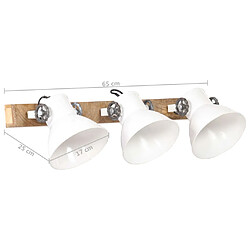 vidaXL Lampe murale industrielle Blanc 65x25 cm E27 pas cher