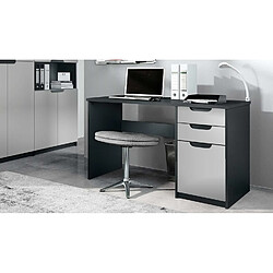 Mpc Bureau Noir Mat Et Gris Clair Satiné Mat (129 X 76 X 60 Cm)