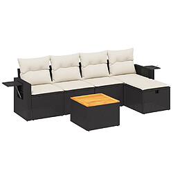 vidaXL Salon de jardin 6 pcs avec coussins noir résine tressée