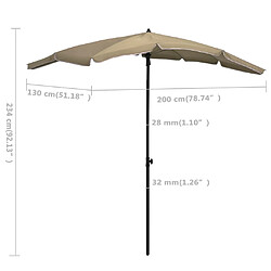 vidaXL Parasol de jardin avec mât 200x130 cm taupe pas cher