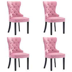 vidaXL Chaises à manger lot de 4 rose velours