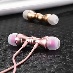 Wewoo Ecouteurs Casque Sport 3.5mm Jack Sweatproof Stéréo Forte Musique Magnets avec Micro pour iPhone Samsung (Or Rose)