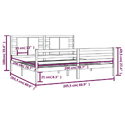 vidaXL Cadre de lit Bois de pin massif 200x200 cm pas cher