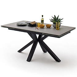 Pegane Table à manger extensible en céramique anthracite et métal noir mat - L.160-240 x H.76 x P.90 cm