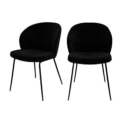 Rendez Vous Deco Chaise Groom noir en tissu bouclette (lot de 2)