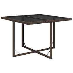 vidaXL Table de jardin Marron 109x107x74 cm Résine tressée et verre