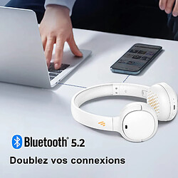 Écouteurs supra-auriculaires sans fil Edifier WH500 - Écouteurs Bluetooth V5.2 légers et pliables avec 40 heures de lecture de musique - Blanc pas cher