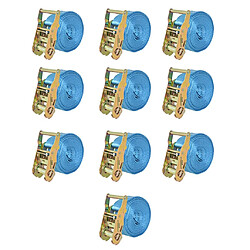 vidaXL Sangle d’arrimage à cliquet 10 pcs 2 tonnes 6 m x 38 mm Bleu