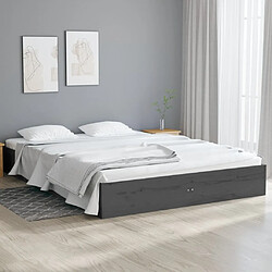 vidaXL Cadre de lit sans matelas gris bois massif 135x190 cm