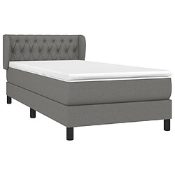 Avis Maison Chic Lit Adulte - Lit simple Lit à sommier tapissier et matelas moelleux - Meuble de Chambre - Gris foncé 90x190 cm Tissu -MN37874