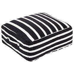 Acheter Beliani Pouf en coton noir et blanc 50 x 50 x 20 cm SETTAT