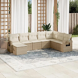 vidaXL Salon de jardin avec coussins 8 pcs beige résine tressée 