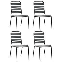 vidaXL Chaises d'extérieur lot de 4 Design à lattes Acier Gris foncé