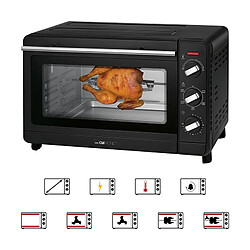 Four électrique à convection 30L avec Rôtissoire à poulet Rotative Minuterie, 1500, Noir, Clatronic, MBG 3728