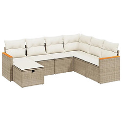 vidaXL Salon de jardin avec coussins 7 pcs beige résine tressée