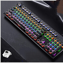 General Clavier de jeu, clavier de machine à écrire rétro 104 touches, rétroéclairé par LED, clavier filaire USB noir Steampunk bleu interrupteur clavier résistant aux rayures pour PC de jeu Windows(roulement noir)