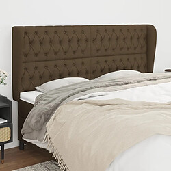 Maison Chic Tête de lit scandinave avec oreilles,meuble de chambre Marron foncé 203x23x118/128 cm Tissu -MN55220