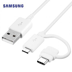 Câble USB Samsung vers Micro-USB & USB type C - Longueur 1m - Blanc 