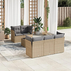 vidaXL Salon de jardin avec coussins 6 pcs beige résine tressée 