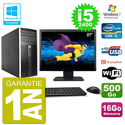 PC HP 6300 MT Ecran 27" i5-2400 RAM 16Go Disque 500Go Graveur DVD Wifi W7 · Occasion 