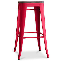 ICONIK INTERIOR Tabouret Stylix en Bois 76cm - Métal Rouge 