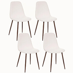 Toilinux Lot de 4 Chaises confortables en polyester effet bouclette et pieds en fer Roka - Blanc Toilinux - Lot de 4 Chaises confortables en polyester effet bouclette et pieds en fer Roka - Blanc - Design