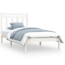 Maison Chic Lit Moderne Chambre - Cadre/structure de lit pour adulte Blanc Bois massif 100x200 cm -MN79243