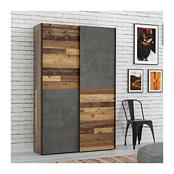 Avis Armoire de chambre multifonctions - Panneaux de particules - Bois et beton gris - 2 portes - Campagne - L 120 x P 41,6 x H 190,5