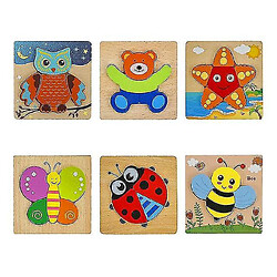 Universal 6 PCS Puzzles Puzzle d'animaux en bois éducatif Puzzle éducatif précoce pour les enfants pour les enfants 