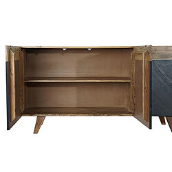 Pegane Buffet meuble de rangement en bois d'acacia coloris marron / noir - Longueur 145 x Hauteur 74 x Profondeur 42 cm