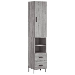 vidaXL Buffet haut Sonoma gris 34,5x34x180 cm Bois d'ingénierie