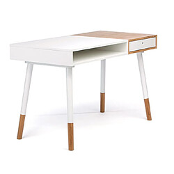 Mes Bureau scandinave 120x60x75 cm décor blanc et chêne