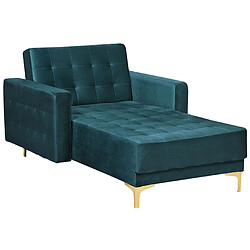 Beliani Chaise longue en velours bleu paon ABERDEEN