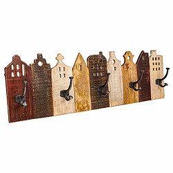 Portemanteau Alexandra House Living Fer Bois de manguier Maisons 10 x 25 x 81 cm 