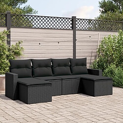 vidaXL Salon de jardin 6 pcs avec coussins noir résine tressée 