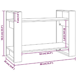 vidaXL Bibliothèque/Séparateur de pièce Noir 80x35x56,5 cm Pin massif pas cher