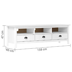 Acheter Maison Chic Meuble TV scandinave - Banc TV pour salon Hill Range Blanc 158x40x47 cm Bois de pin solide -MN49087