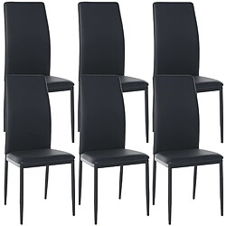 Decoshop26 Lot de 6 chaises de salle à manger design simple en synthétique noir cadre en métal noir CDS10288