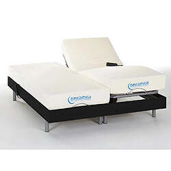 Acheter Vente-Unique Lit électrique de relaxation tout plots + matelas mémoire de forme - 2 x 80 x 200 cm - Noir - HESIODE III de DREAMEA