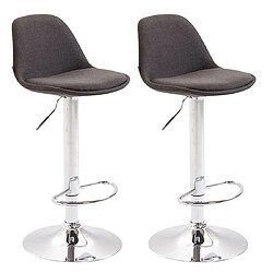 Decoshop26 Lot de 2 tabourets de bar moderne et confortable assise en tissu gris foncé et pieds en métal chromé 10_0004243 