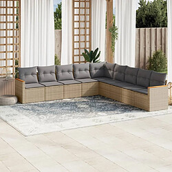 vidaXL Salon de jardin avec coussins 9pcs mélange beige résine tressée