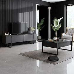 Hanah Home Meuble TV en aggloméré et métal Luxe anthracite + noir.