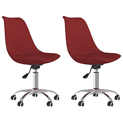 vidaXL Chaises pivotantes à manger lot de 2 Rouge bordeaux Tissu