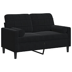 vidaXL Canapé 2 places avec oreillers décoratifs noir 120 cm velours