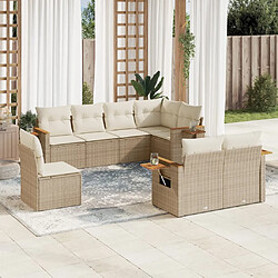 Maison Chic Salon de jardin avec coussins 8 pcs | Ensemble de Table et chaises | Mobilier d'Extérieur beige résine tressée -GKD44061