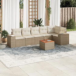 Maison Chic Salon de jardin avec coussins 7 pcs | Ensemble de Table et chaises | Mobilier d'Extérieur beige résine tressée -GKD39590