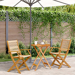 vidaXL Ensemble de bistro 3 pcs beige polypropylène et bois massif 