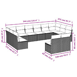 Avis vidaXL Salon de jardin avec coussins 12 pcs gris clair résine tressée